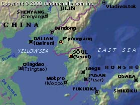 Map of the Korean Peninsula.